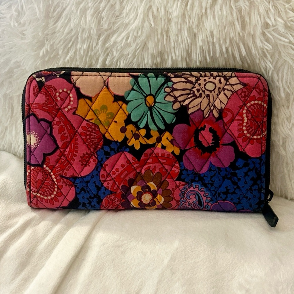 Vera Bradley Quilted Floral Zip-Around Wallet